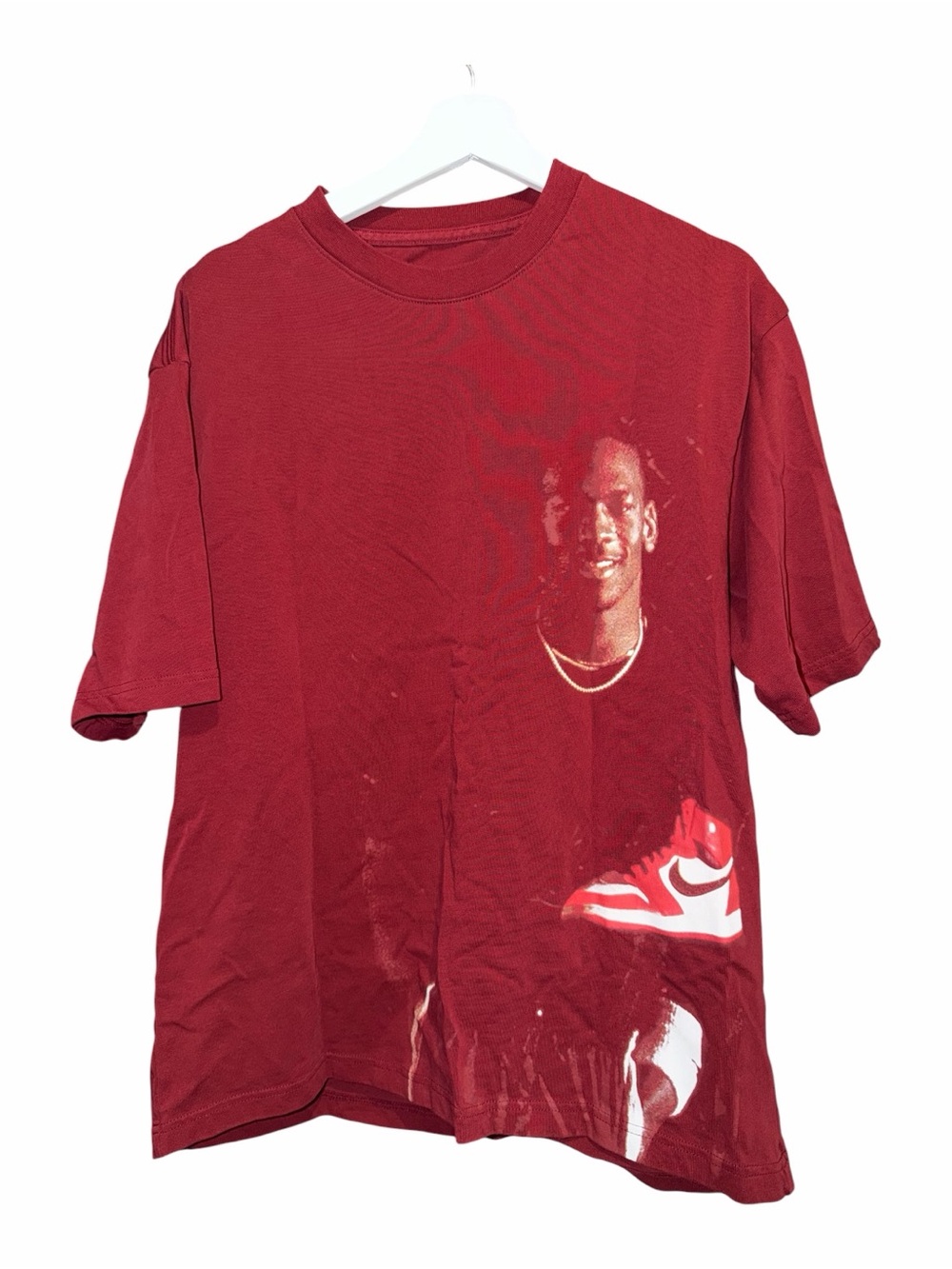 Jordan Red Graphic Tee with Sneaker Portrait